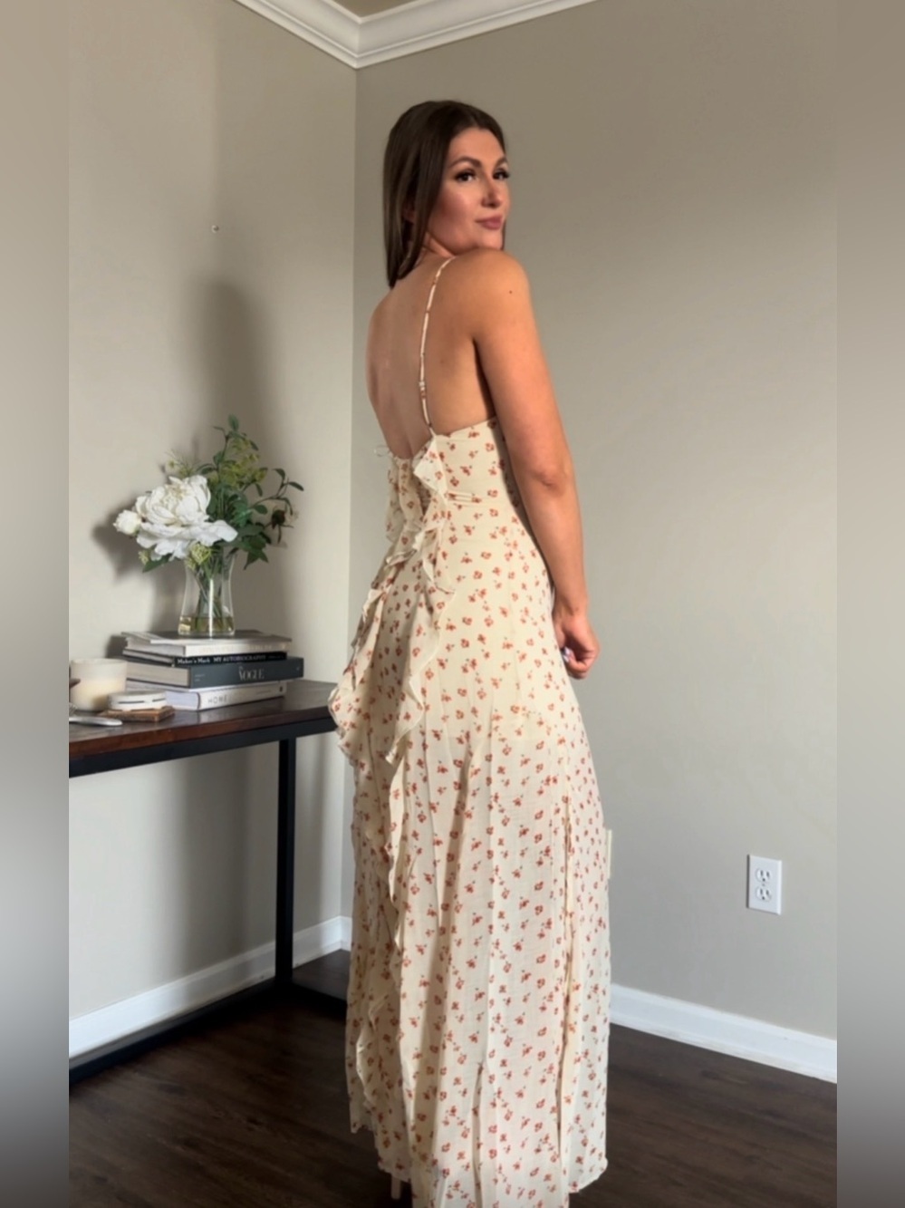 Yellow Floral Summer Maxi Dress With Back Ruffle - Picture 2 of 13